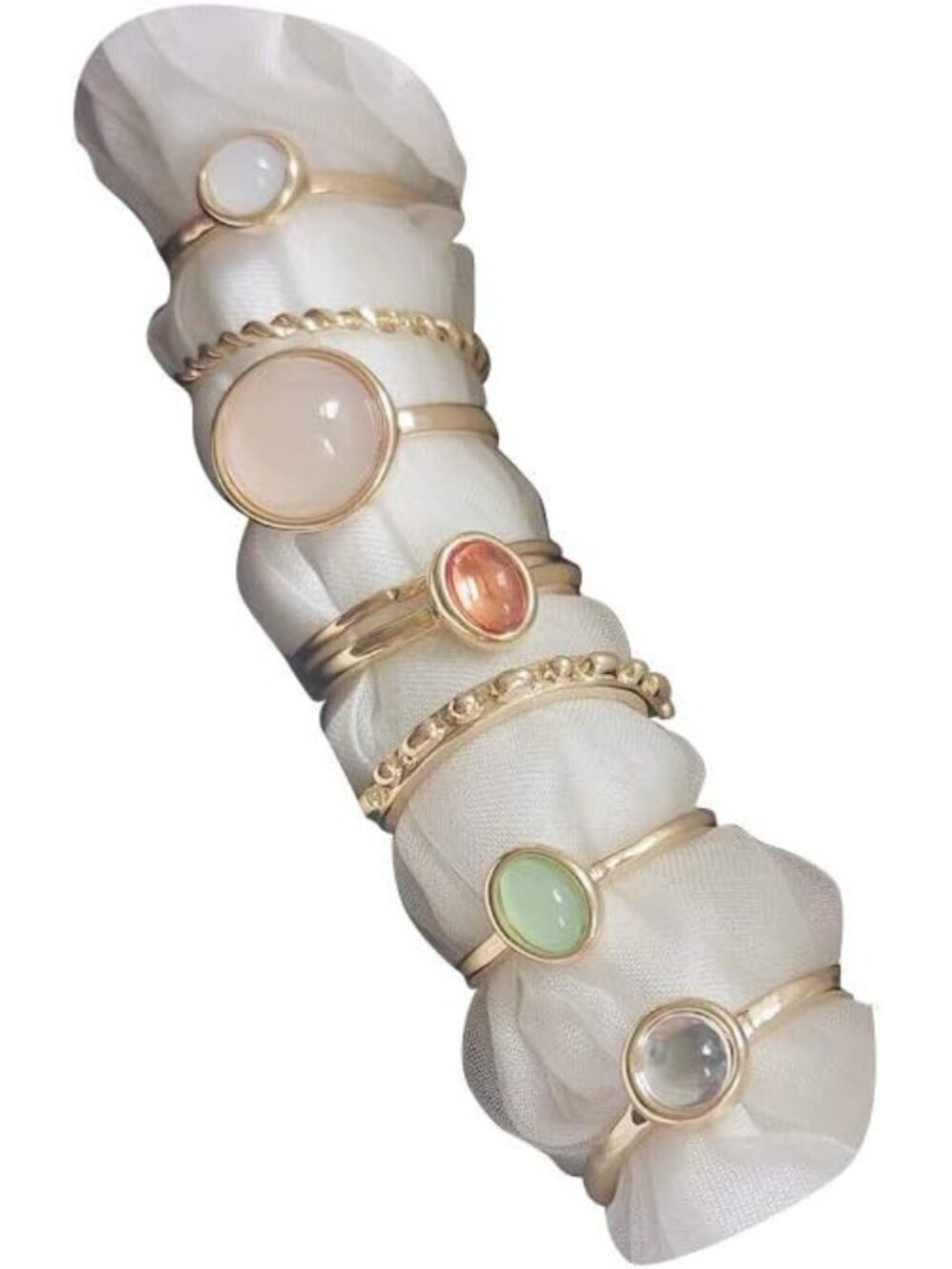 Women's Gold Stone Zinc Silver Star Moon Vintage Stack able Knuckle Ring Set